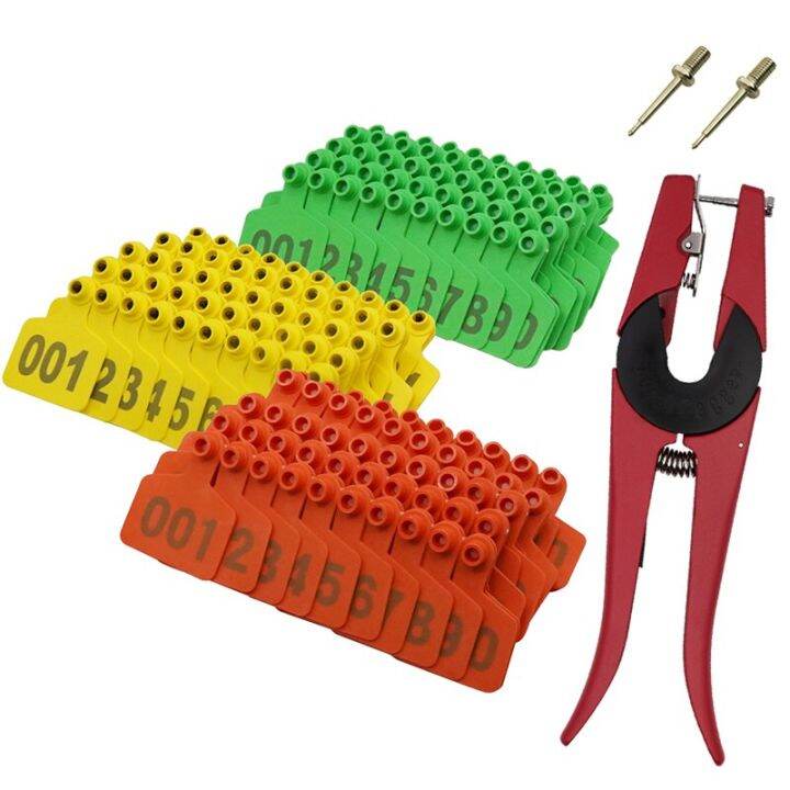 Viddavet 1 set 100 pcs Ear Tags + 1 Eartag Applicator with 2 eartag