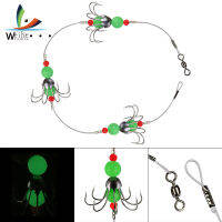 Weihe Luminous Octopus Squid String Fishing Hooks Group พร้อมสายไนลอนหนา