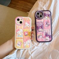 Sanro Hello Kitty Kuromi เคสโทรศัพท์มือถือการ์ตูนน่ารักเต็มตัวกันกระแทกสำหรับ iPhone 15 Pro Max Plus เคสโทรศัพท์นิ่มสำหรับ iPhone 14 Po Max เคสกันกระแทกเคสสำหรับ Apple 13 12 11เคสห่อหุ้ม