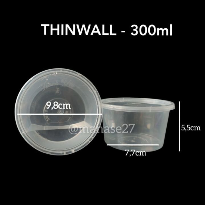 25pc Thinwall 300ml Round Bulat Mika Tebal Tempat Makan Plastik Wadah Salat Microwave Freezer 4898