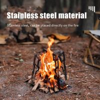 Outdoor Folding Pot Camping Portable Stainless Steel Bonfire Bracket Anti-Skid Stove Thickened Four-Legged Pot Bracket