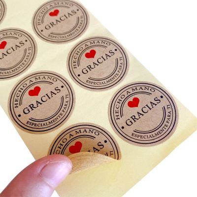 1000pcs/lot wholesale Kraft Stickers Cowhide sealing sticker GRACIAS seal Labels DIY handmade Free Shipping Stickers Labels