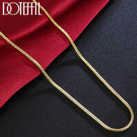 DOTEFFIL 925 Sterling Silver 161824262830 Inch 2mm 18k Gold Snake Necklace For Women Man Fashion Wedding Jewelry