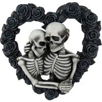 2023ตกแต่งวันวาเลนไทน์ Dark Series Ghost Lovers แบนอะคริลิคสีดำ Rose พวงหรีดจี้ Gothic Skull Love Decor สำหรับ Home