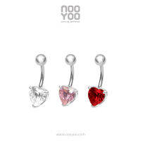 NooYoo จิวสะดือสำหรับผิวแพ้ง่าย Heart CZ 6mm (ขาว/ชมพู/แดง)