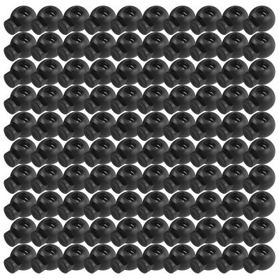 100 Piece Cord Stopper DIY Black Plastic Connector Cord Lock Stopper Switch Cover