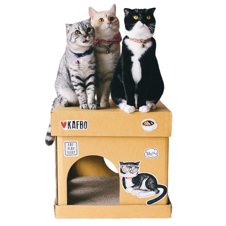 kafbo-cube-the-tuxedo-cat-sticker-กล่องบ้านแมว-สติ๊กเกอร์ลายแมวสีดำ-ที่ลับเล็บแมว-ที่ฝนเล็บแมว-กระดาษฝนเล็บ-ของเล่นแมว-บริการเก็บเงินปลายทาง-สำหรับคุณ