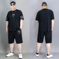 【July hot】 120-280 catties large size ice silk fashion casual suit mens summer thin sportswear elastic loose two-piece