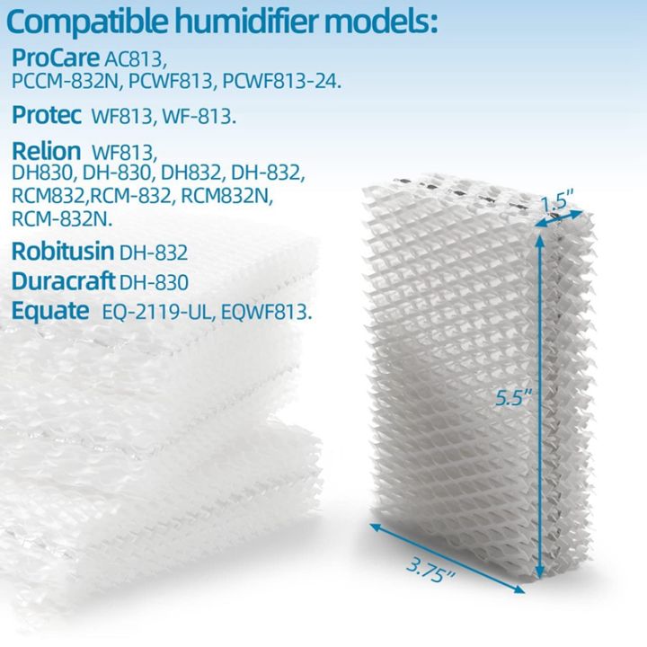 4pcs-wf813-humidifier-filter-accessories-for-relion-rcm832-rcm-832n-procare-pcwf813-protec-humidifiers-wick-filters