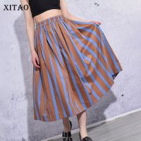 XITAO Skirt Casual Women Fashion Striped Skirt