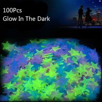 ▩◙ 100Pcs Luminous 3D Star Stickers for Kids Bedroom Fluorescent Colorful Star Wall Sticker Glowing in the Dark 3mm