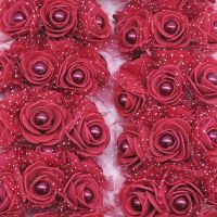 24/72Pcs 3cm Foam Rose with Immitation Pearl Bead Artificial Flowers for Wedding Decoration DIY Bride Wreath Home Fake Flower Artificial Flowers  Plan