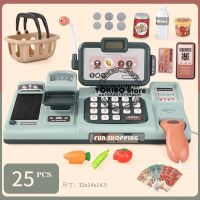 Kids Shopping Cash Register Toys Mini Supermarket Set Simulation Food Calculation Checkout Counter Pretend Play Toy in Chinese