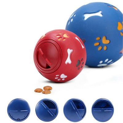 Dog Toy Rubber Ball Chew Dispenser Leakage Food Play Ball Interactive Pet Dental Teething Training Toy Blue Red Diameter 7.5 cm Toys