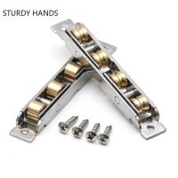 4pcs Sliding Door Wheels Rollers Stainless Steel Double Wheel Balance Adjustment Angle Wheel for Window Cabinet Kitchen Hardware