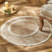 Vintage Round Rugs Handmade Rattan Car With Tassel For Bedroom Living Room Home Decor Floor Mats Chic Room Door Mat