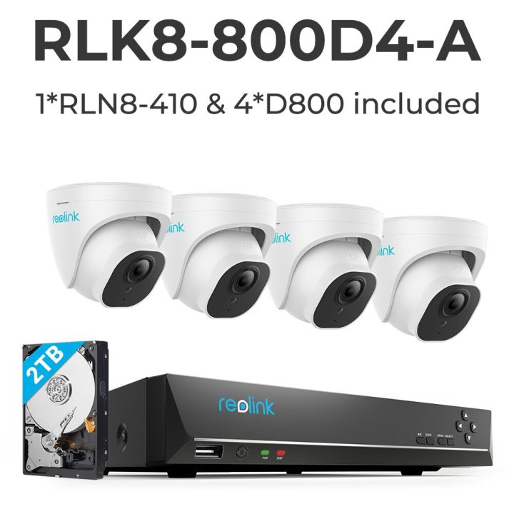 Reolink 4K Security Camera System RLK8-800B4-A 8MP 24/7 Recording Poe ...