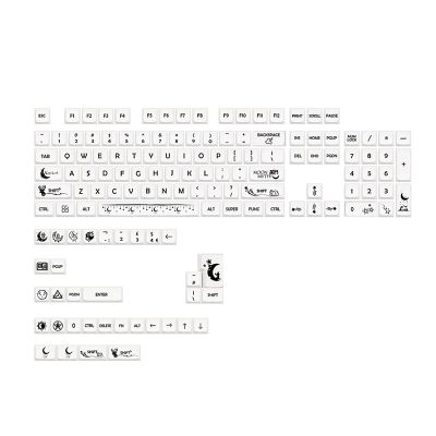 138 Keys MDA PBT Keycaps for Mechanical Keyboard Dye Subbed Star Moon Myth Theme White Color MDA Keycaps 61 64 68