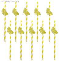 ♦☾ 10PCS Summer Party Hanging Card Flamingo Fruit Series Lemon-strawberry Straw Cartoon Style Decoration Drink Straw