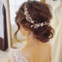 Gold Silver Color Pearl Wedding Long Headband Tiara For Wedding Bride Hair Accessories Handmade Rhinestones Women Hair Jewelry