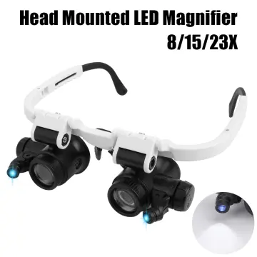 LED Glasses Magnifier 8X 15X 23X Magnifying Glasses With Light For Close  Work Jeweler Loupe Watchmaker Headband Magnifying Glass