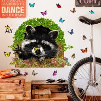 [COD] zsz1038-c butterfly floret raccoon cartoon wall stickers childrens room living bedroom creative manufacturers