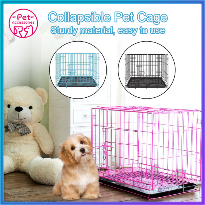 Dog Cage with Poop Tray Heavy Duty Pet Collapsible Cage Foldable Pet ...