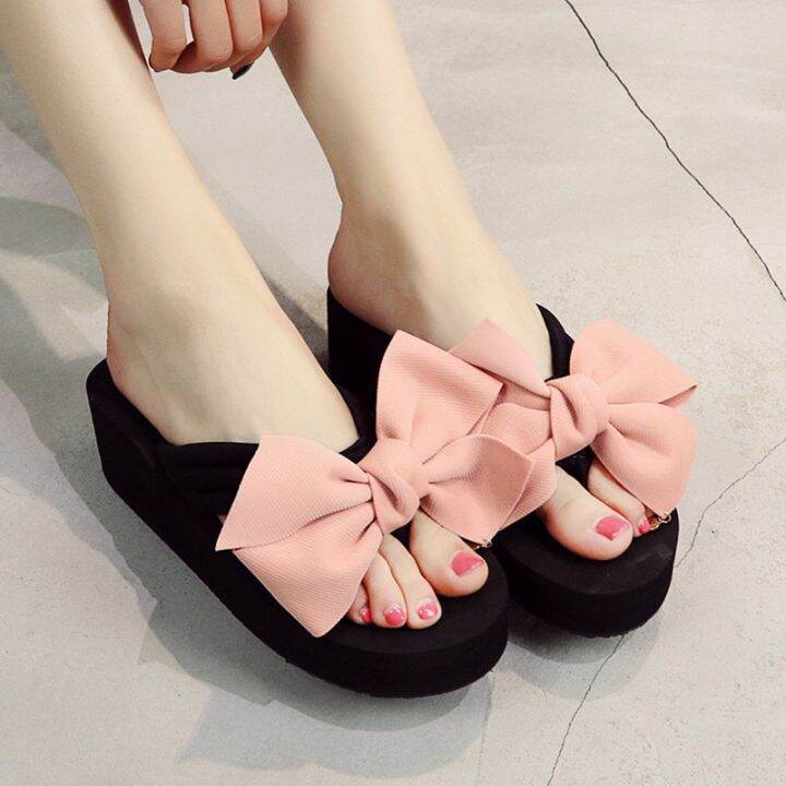 ruyi-outside-manufacturers-wholesale-thick-soles-slippers-female-xia-bowknot-flip-flops-beach-shoes-fashionable-wedge-sandals