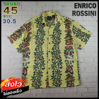 ENRICO ROSSINI อก 45 นิ้ว เสื้อฮาวายชาย เสื้อวินเทจ เสื้อผ้าผู้ชาย Rayon แขนสั้น เนื้อผ้าดี MADE IN KOREA