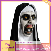 ?【Lowest price】Qearl สยองขวัญสยองขวัญ NUN Latex Mask W/headline valak คอสเพลย์สำหรับเครื่องแต่งกายฮาโลวีน