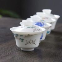 Sancai Gaiwan Tureen กาน้ำชาชงชุดน้ำชาถ้วยน้ำชาน้ำชาฝาปิดถ้วยทิเบตภาพวาดเอ็มบริโอในพิธีชงชา