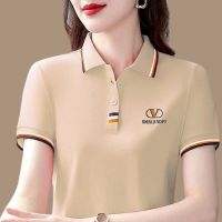 Polo เสื้อยืดแขนสั้น2023เสื้อยืดลำลองคอโปโลทรงหลวมสำหรับคุณแม่แบบแฟชั่นใหม่ฤดูร้อน