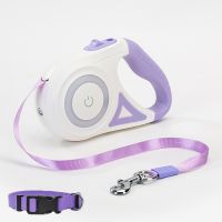 Retractable Dog Leash with LED Light Dog Rope and Collar Set Dog Traction Leash for Walking Running