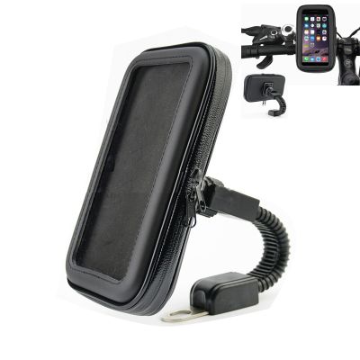 □⊕℡ Universal Bicycle Motorcycle Holder Waterproof PU Case Bag Handlebar Mount Phone Holder 360 Rotating for Phones 4.7-6.3 inch