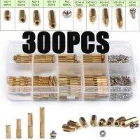 300Pcs M2 Brass Copper Female/Male Spacing Screws Pillar Stand Off Hex Column Spacer Screw Nut Fastener Tool