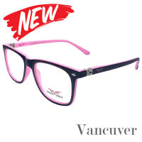 กรอบแว่นตา สำหรับตัดเลนส์ แว่นสายตา แว่นตา รุ่น Vancuver 3012 C-2 สีดำตัดชมพู ทรงรี ขาสปริง วัสดุ พลาสติกพีซี เกรดเอ เบา เหนียว ไม่แตกหัก