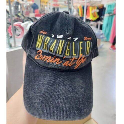 หมวก-หมวกแก๊ป-cap-hat-หมวกยีนส์-wrangler-แท้-100-รุ่นนี้ยังวางขายใน-ฟรีไซส์-ปรับขนาดด้านหลัง