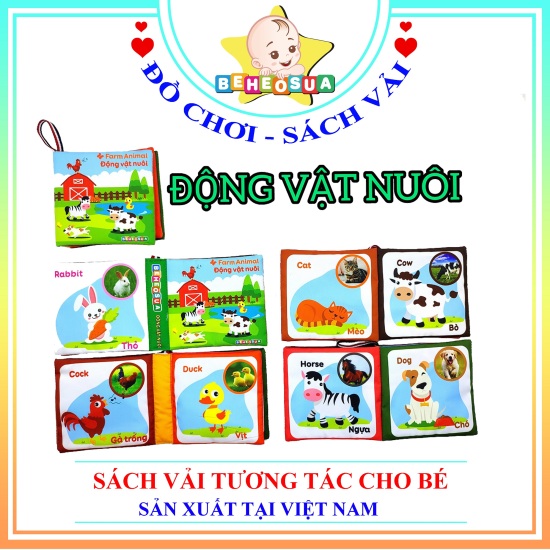 Combo 6 cuốn sách vải kích thích thị giác song ngữ anh việt cho bé - ảnh sản phẩm 7