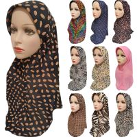 【YF】 Flower Print Hijab Amira Muslim Women Head Cover Neck Hat Scarf Shawls Turban Bandanas Hair Loss Cap Headscarf Headwear