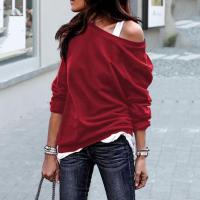 2022 Fashion One Shoulder Loose T-shirts Pullover Sexy Off Shoulder Women T-Shirt Autumn Long Sleeve Top Casual Solid T-Shirts