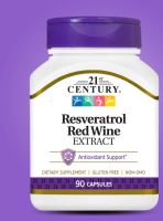 21st Century, Red Wine Extract with Resveratrol, 90 capsules