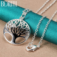 DOTEFFIL 925 Sterling Silver 16-30 Inch Chain Tree Round Pendant Necklace For Woman Fashion Wedding Engagement Charm Jewelry2023