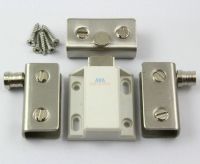 2 x Press Open Single Glass Door Pivot Hinge Set Clamp Clip Magnetic Catch Latch - White