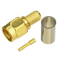 RP SMA ชายปลั๊ก RF Coax Connector Crimp สำหรับ RG58, LMR195, RG142, RG400 สายตรง Goldplated RP SMA ชายอะแดปเตอร์