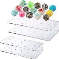 DFTGBSDF 15 หลุม สี่เหลี่ยมผืนผ้า โปร่งใส Double Layer Lollipop Stand ขาตั้งเค้กป๊อป Candy Dessert Stick Rack สำหรับงานแต่งงานวันเกิด