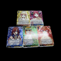 5ชิ้นเซ็ต Quintessential Quintuplets ลายเซ็นแฟลชการ์ด WS Miku Nakano Nino Yotsuba อะนิเมะการ์ดของขวัญของเล่น