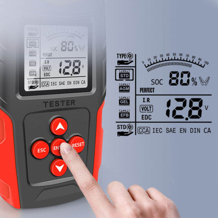 12v-24v-รถเครื่องทดสอบแบตเตอรี่-lcd-เครื่องวิเคราะห์แบตเตอรี่แบบดิจิตอลรถชาร์จเครื่องมือการวินิจฉัยสำหรับรถยนต์รถบรรทุกจักรยานยนต์สีแดง