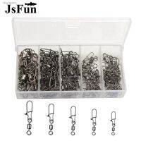 ✘۞♟ 100pc/box Stainless Steel Fishing Connector Pin 4 6 8 10 12 Bearing Rolling Swivel with Snap Fishhook Lure Accessories PJ202