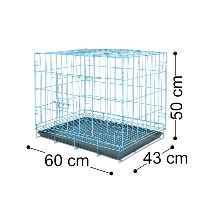 ronghui-กรงสุนัข-ขนาด-60x43x50-cm-สีฟ้า-กรงหมาพับได้-กรงหมา-กรงสัตว์เลี้ยง-กรงสุนัขพับได้-มีถาดรองกรง-pet-cage-ronghui-pet-house