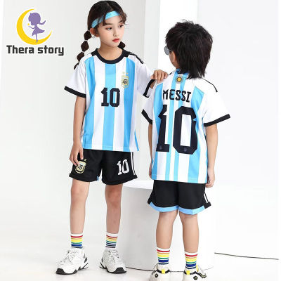 TH Argentina Home No. 10 Messi เสื้อฟุตบอลทีมชาติเสื้อเด็กพิมพ์ดิจิตอล